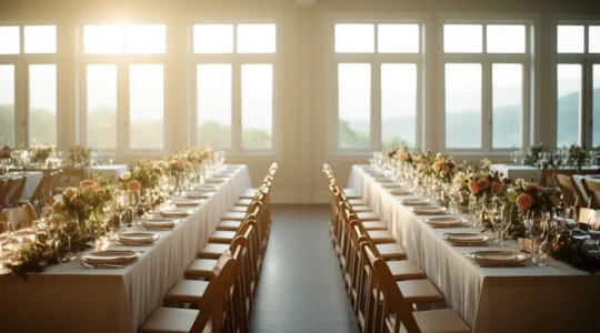 Comparaison élégante entre chemin de table en intissé et en tissu pour décoration de mariage raffinée