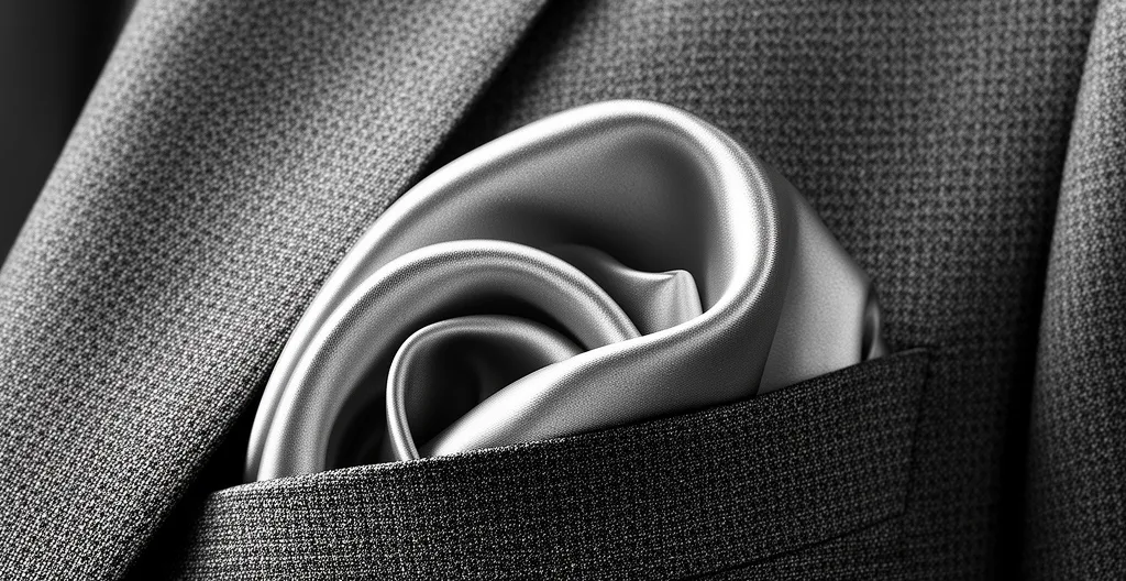 Détail d'une pochette de costume élégante dans une poche de veste masculine