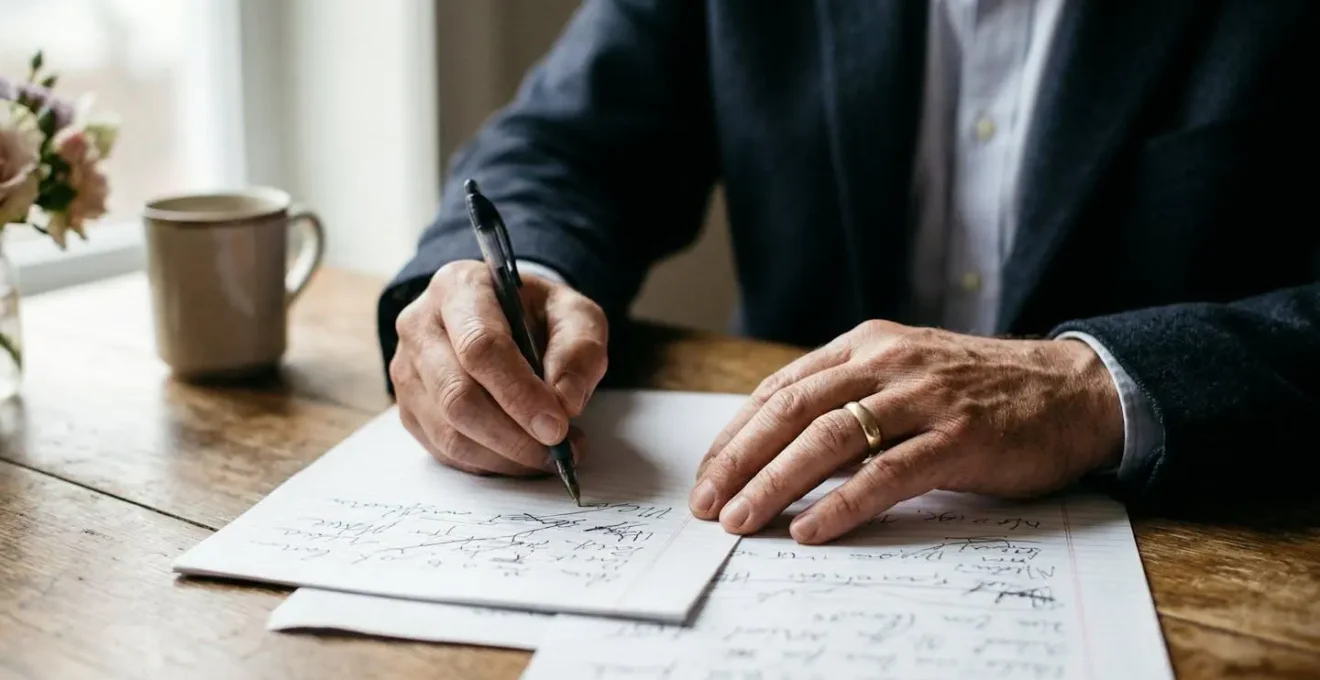 Personne préparant ses notes pour officier une cérémonie laïque