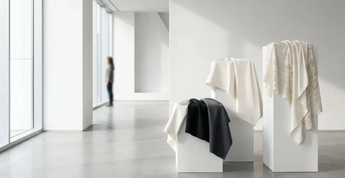 Composition moderne associant dentelle de Calais et tissus techniques contemporains