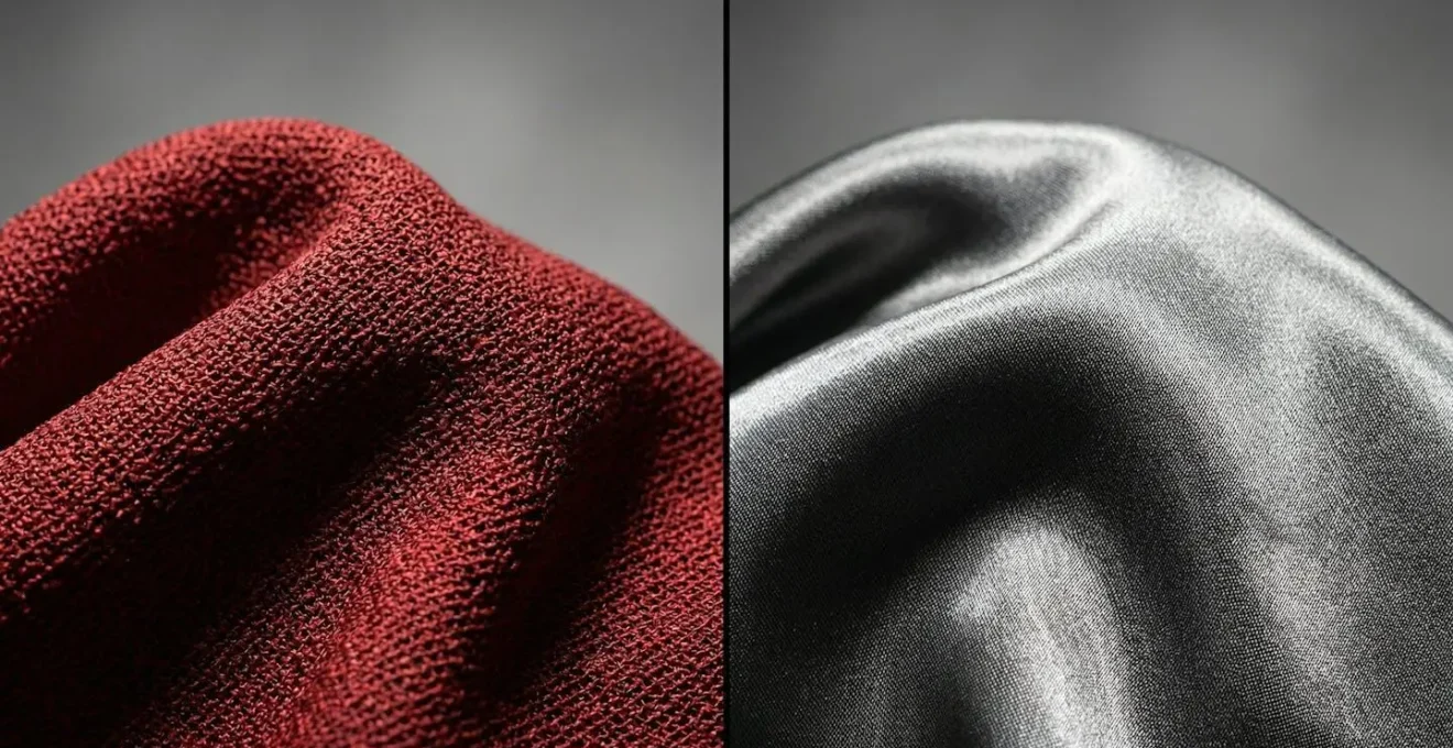 Comparaison photographique entre cravate mate texturée et cravate satin brillante
